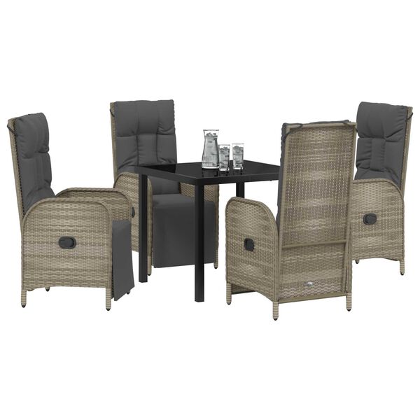 vidaXL Ensemble de salle &agrave; manger pour jardin 5 pcs Gris polyrotin