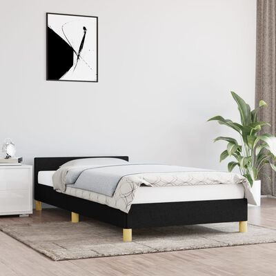 vidaXL Cadre de lit avec tête de lit sans matelas noir 90x190 cm tissu