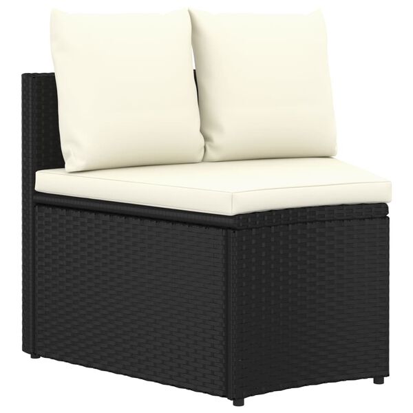 vidaXL Salon de jardin 6 pcs avec coussins R&eacute;sine tress&eacute;e Noir