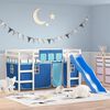 vidaXL Lit mezzanine enfants avec rideaux sans matelas bleu 90x190 cm