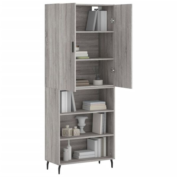 vidaXL Buffet haut Sonoma gris 69,5x34x180 cm Bois d'ing&eacute;nierie