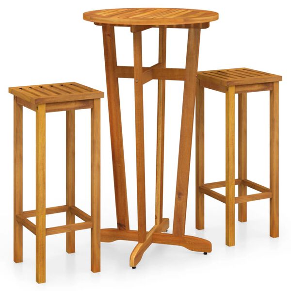 vidaXL Ensemble de bar de jardin 3 pcs bois d'acacia solide