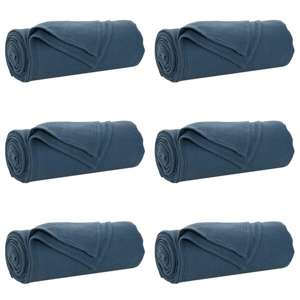 vidaXL Couvertures &agrave; jeter 6 pcs Bleu marine 200 x 150 cm Toison