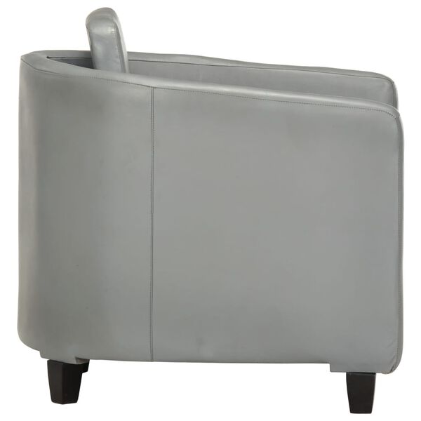 vidaXL Fauteuil gris cuir v&eacute;ritable