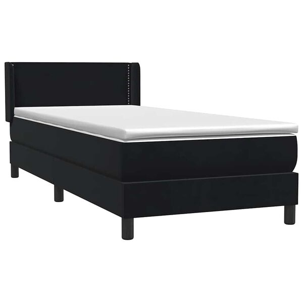 vidaXL Sommier &agrave; lattes de lit avec matelas noir 100x210 cm velours