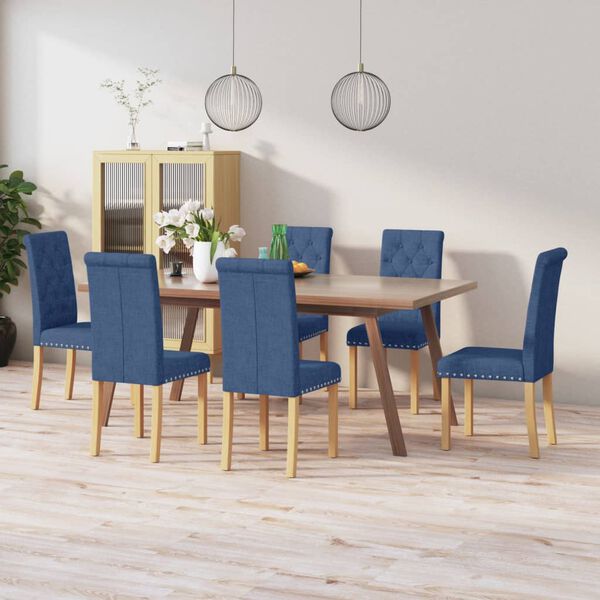 vidaXL Chaises &agrave; manger lot de 6 bleu tissu