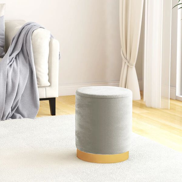 vidaXL Tabouret de rangement rond Gris clair Velours 31 x 37 cm