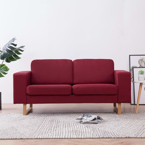 vidaXL Canap&eacute; &agrave; 2 places Tissu Rouge bordeaux