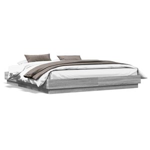 vidaXL Cadre de lit sans matelas sonoma gris 200x200 cm