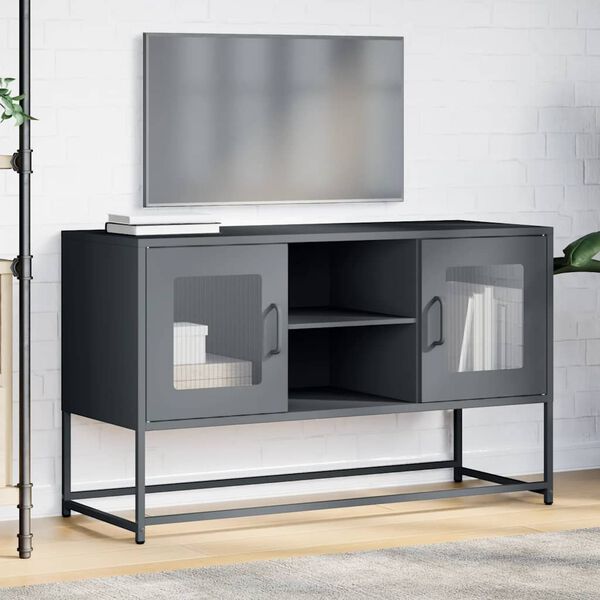 vidaXL Meuble TV anthracite 100,5x39x60,5 cm acier