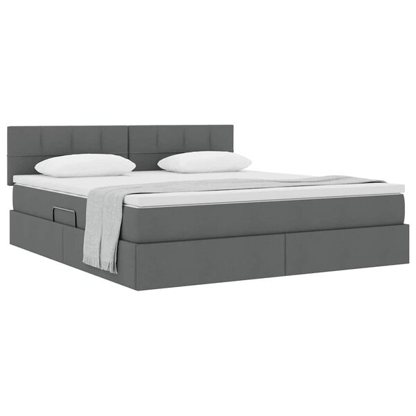 vidaXL Lit avec rangement et matelas Gris fonc&eacute; 160 x 200 cm