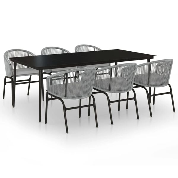 vidaXL Ensemble &agrave; manger de jardin 7 pcs Gris