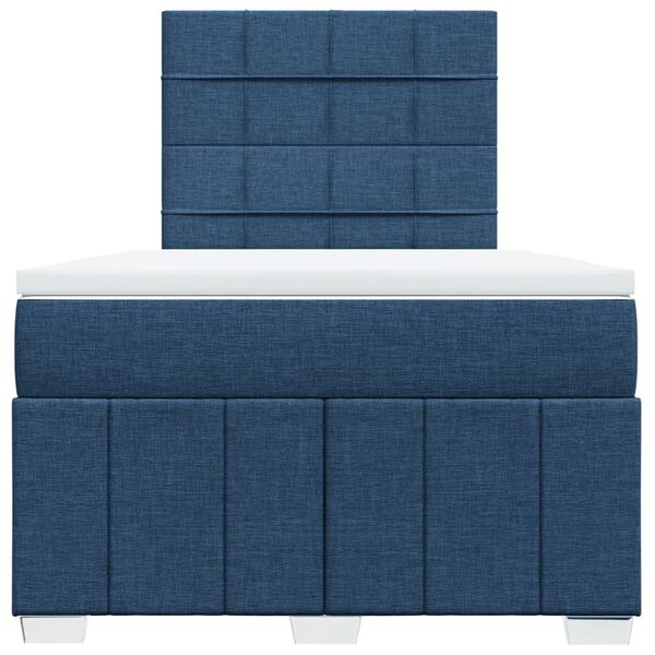 vidaXL Sommier à lattes de lit avec matelas bleu 120x190 cm tissu