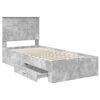 vidaXL Cadre de lit Gris b&eacute;ton 90 x 190 cm Bois d'ing&eacute;nierie