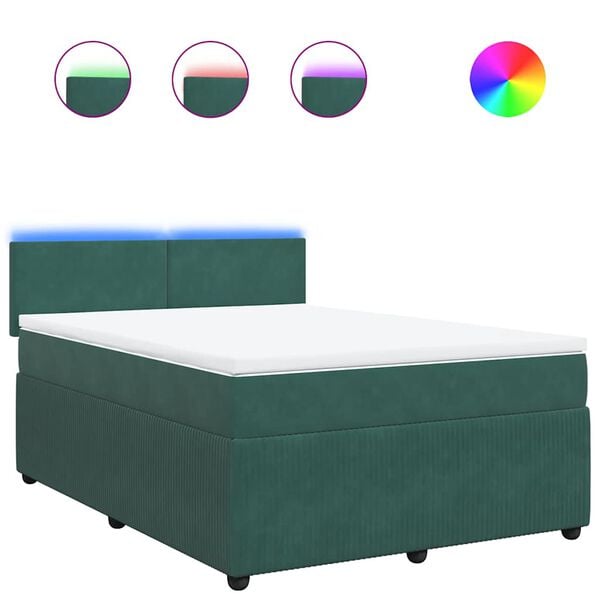vidaXL Sommier &agrave; lattes de lit et matelas Vert fonc&eacute; 160x200cm Velours