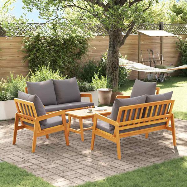 vidaXL Ensemble bistrot avec coussin 5 pcs Marron Bois d'Acacia Massif