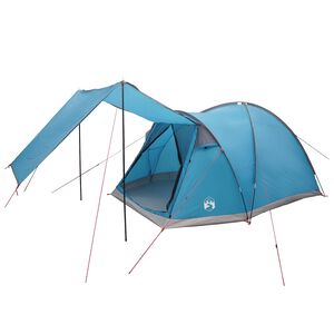 vidaXL Tente Cabane avec toit Bleu 4 personnes Polyester et Acier