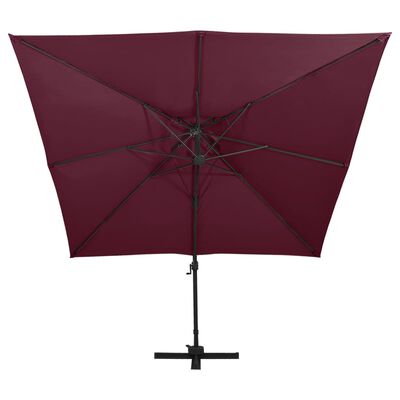 vidaXL Parasol de jardin en porte-à-faux à double toit rouge bordeaux