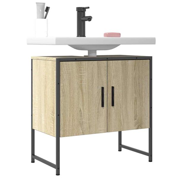 vidaXL Armoire lavabo de salle de bain ch&ecirc;ne sonoma 60x33x60 cm