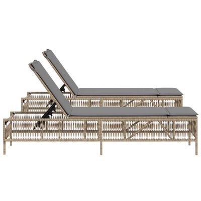 vidaXL Chaises longues avec coussins lot de 2 beige résine tressée