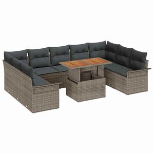 vidaXL Ensemble de canap&eacute; de jardin 10 pc Gris