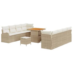 vidaXL Ensemble de canap&eacute; de jardin avec coussin 11 pcs Beige et cr&egrave;me