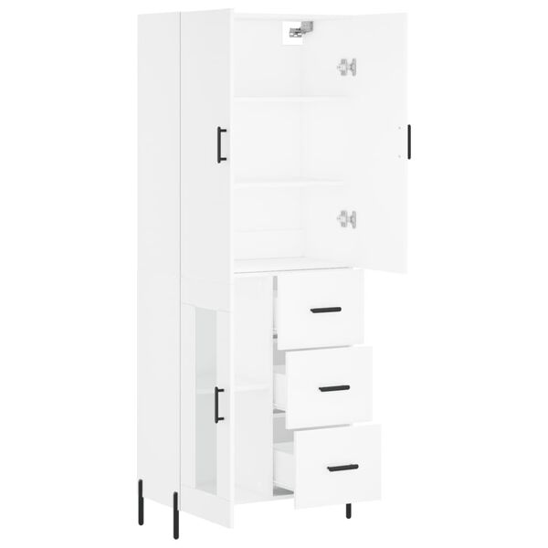 vidaXL Buffet haut Blanc 69,5x34x180 cm Bois d'ing&eacute;nierie