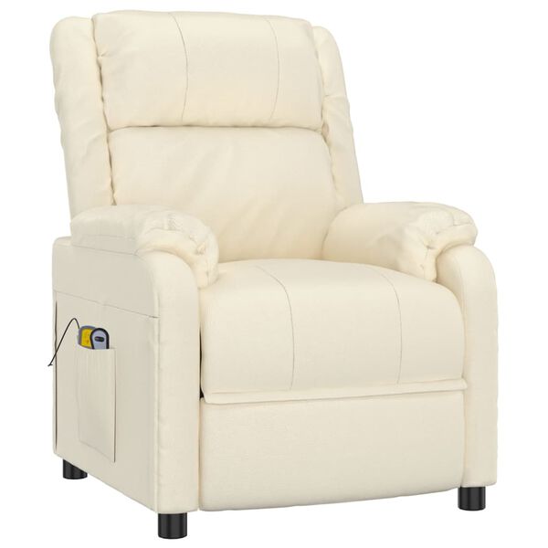 vidaXL Fauteuil de massage Crème Similicuir