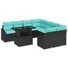 vidaXL Ensemble de canap&eacute; de jardin 9 pc Noir et Bleu polyrotin