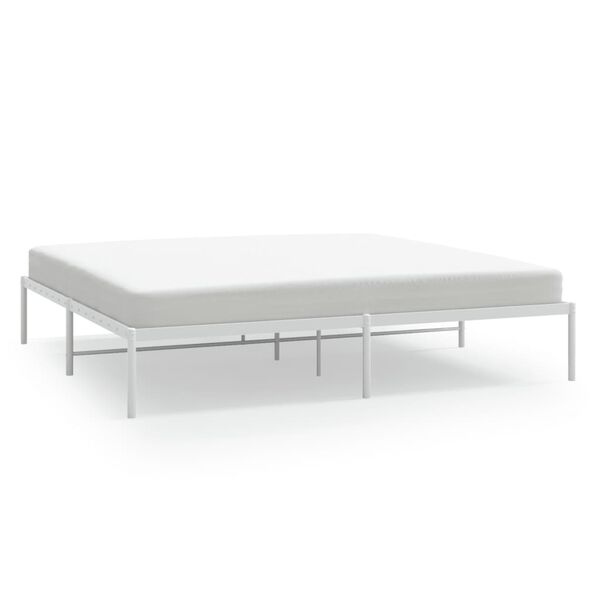 vidaXL Cadre de lit m&eacute;tal sans matelas blanc 193x203 cm