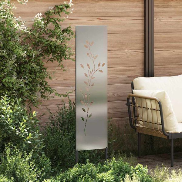 vidaXL &Eacute;cran de confidentialit&eacute; de jardin Floral Argent&eacute; 32 x 140 cm