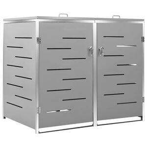vidaXL Abri pour deux poubelles 138x77,5x115 cm Inox