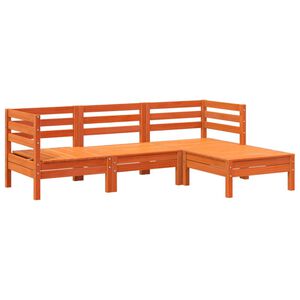 vidaXL Canap&eacute; de jardin 3 places repose-pied cire marron bois massif