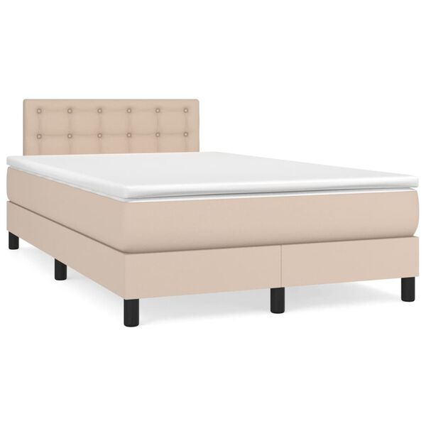 vidaXL Sommier &agrave; lattes de lit avec matelas Cappuccino 120x200 cm