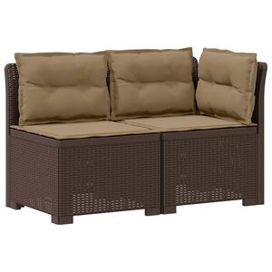 vidaXL Canap&eacute; de jardin 2 places avec coussins look rotin PP Marron