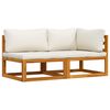 vidaXL Ensemble de canap&eacute;s 2 pcs et coussins blanc cr&egrave;me Acacia solide