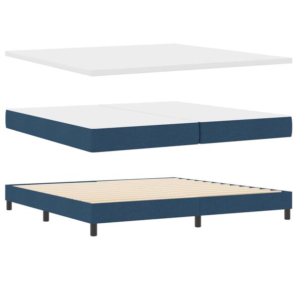 vidaXL Lit &agrave; ressorts avec matelas Bleu 200 x 200 cm tissu