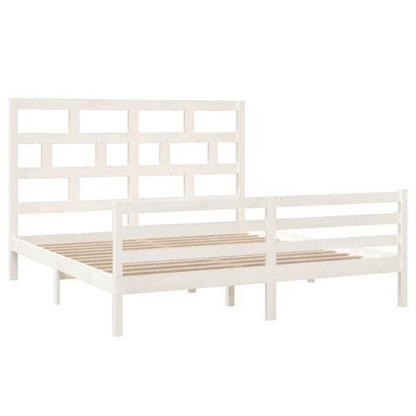 vidaXL Cadre de lit sans matelas blanc bois massif