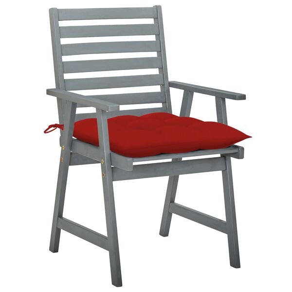 vidaXL Chaises &agrave; manger d'ext&eacute;rieur lot de 3 et coussins Acacia massif