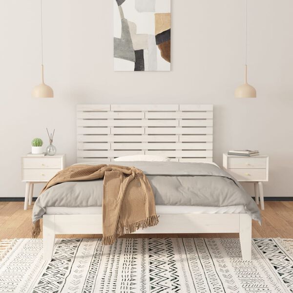 vidaXL T&ecirc;te de lit murale Blanc 156x3x63 cm Bois massif de pin