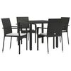 vidaXL Ensemble &agrave; manger de jardin coussins 5pcs Noir R&eacute;sine tress&eacute;e