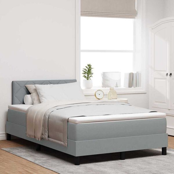 vidaXL Lit &agrave; ressorts avec matelas Gris clair 120 x 200 cm tissu