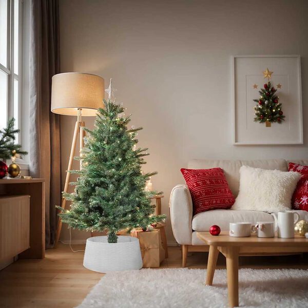 vidaXL Jupe de sapin de Noël blanc Ø56x23 cm plastique