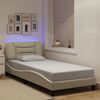 vidaXL Cadre de lit avec LED sans matelas Hvar cr&egrave;me 90x200 cm tissu