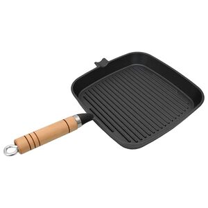 vidaXL Po&ecirc;le de grill Fonte avec poign&eacute;e en bois 20 x 20 cm