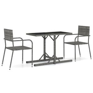 vidaXL Ensemble &agrave; manger de jardin 3 pcs Gris