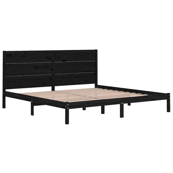 vidaXL Cadre de lit sans matelas noir 200x200 cm bois massif de pin