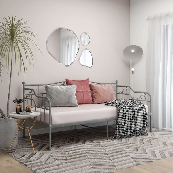 vidaXL Cadre de canap&eacute;-lit sans matelas gris m&eacute;tal 90x200 cm