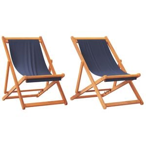 vidaXL Chaises pliantes 2 pi&egrave;ces en tissu bleu