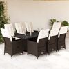 vidaXL Ensemble &agrave; manger de jardin et coussins 9 pcs marron poly rotin